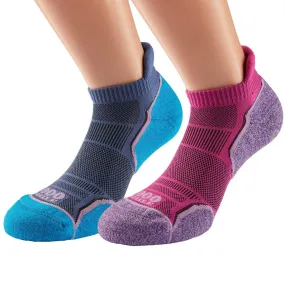 1000 Mile Twin Pack Run Socklet - Womens - Pink/Lavander