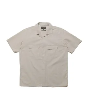 Beams Plus Open Collar Cotton Linen Panama Garment Dye Sand