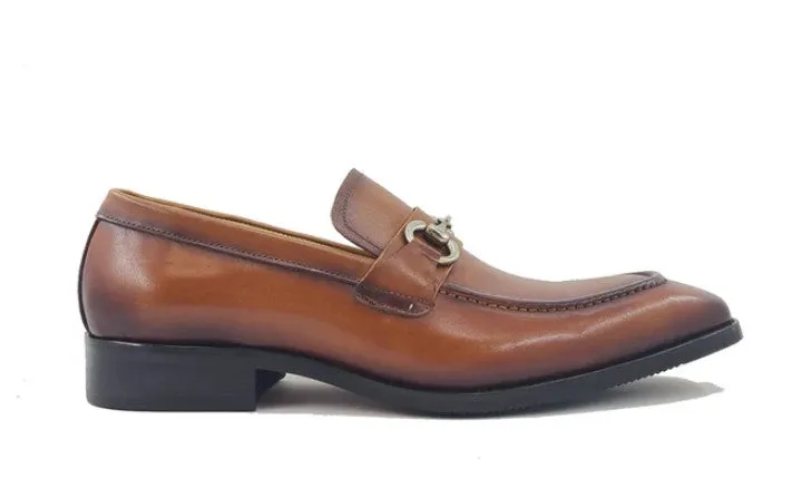 Burnished Calfskin Slip-On Loafer Cognac