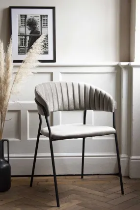 Curved Back Velvet Dining Chair In Mink Grey