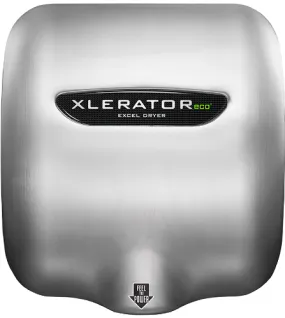 Excel Dryer XLERATOR® XL-SBH-ECO (No Heat) Hand Dryer with HEPA Filter - Brushed Stainless Steel High Speed Automatic Surface-Mounted