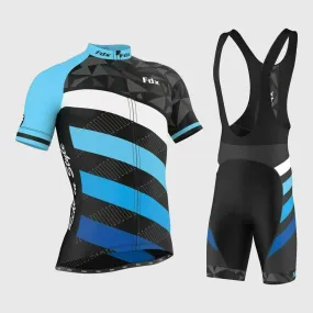 Fdx Men's & Boy's Set Equin Blue Short Sleeve Summer Cycling Jersey & Bib Shorts