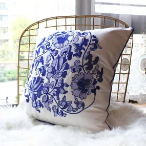 Oriental Blue and White Throw Cushion