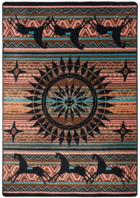 "Ghost Rider - Turquoise" Southwestern Area Rugs - Choose from 6 Sizes!