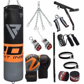 RDX FO 4ft / 5ft 17-in-1 Heavy Boxing Punch Bag & Gloves Set