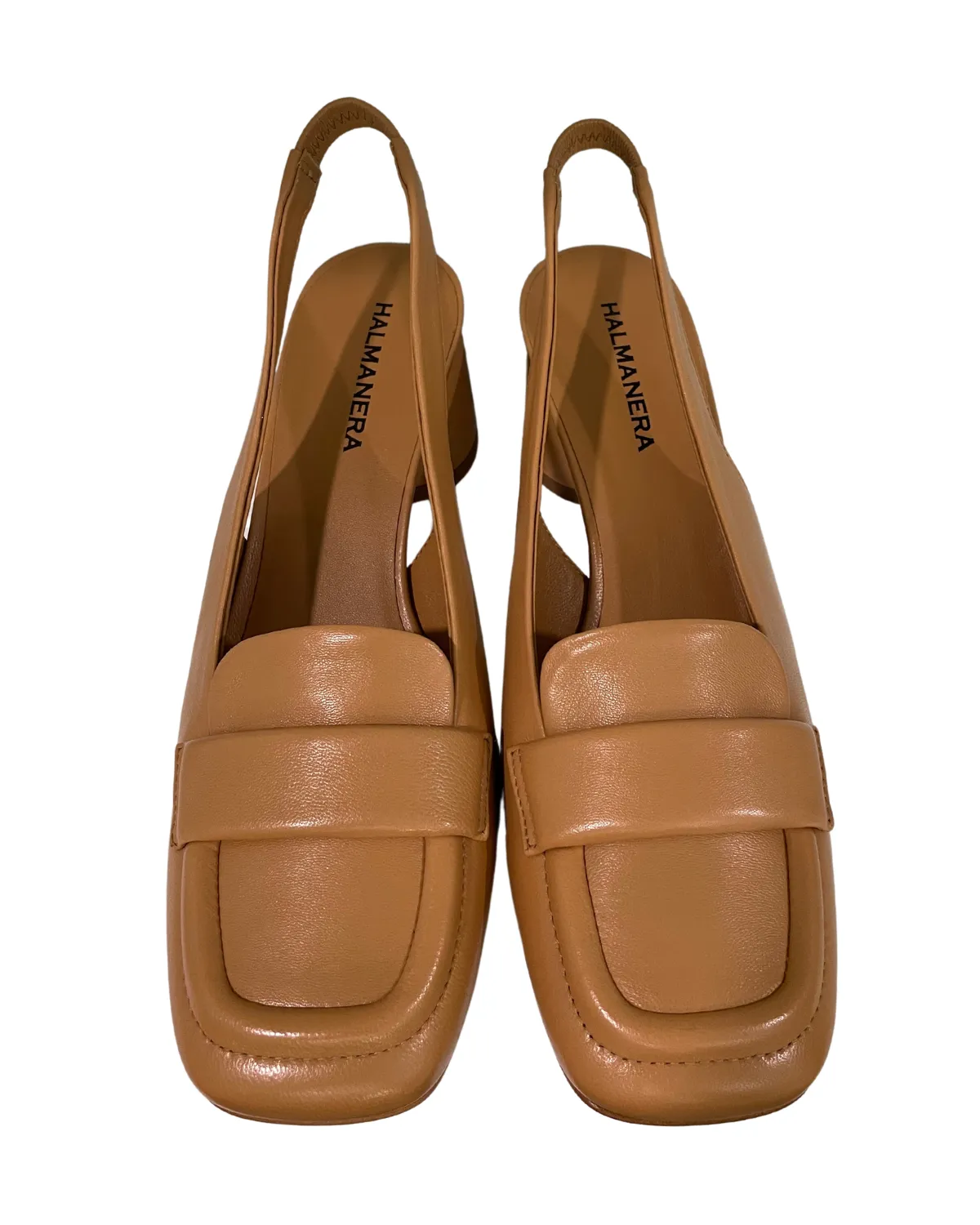 Slingback Loafer with Stack Heel (Baron Camel)