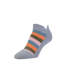 Sporty stripe- Cushioned Organic Cotton No Show Heel Tab - Heather