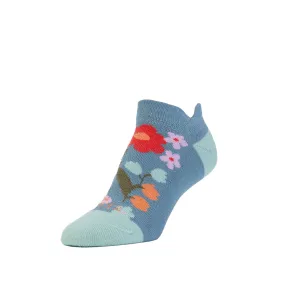 Spring Flowers- Cushioned Organic Cotton No Show Heel Tab - Lead