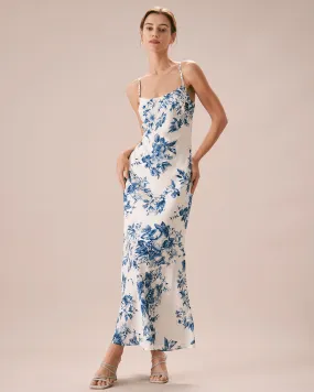 The Blue Floral Slip Maxi Dress