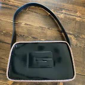 The Raven - Vintage Black Patent Gucci with Rose Gold Shoulder Bag